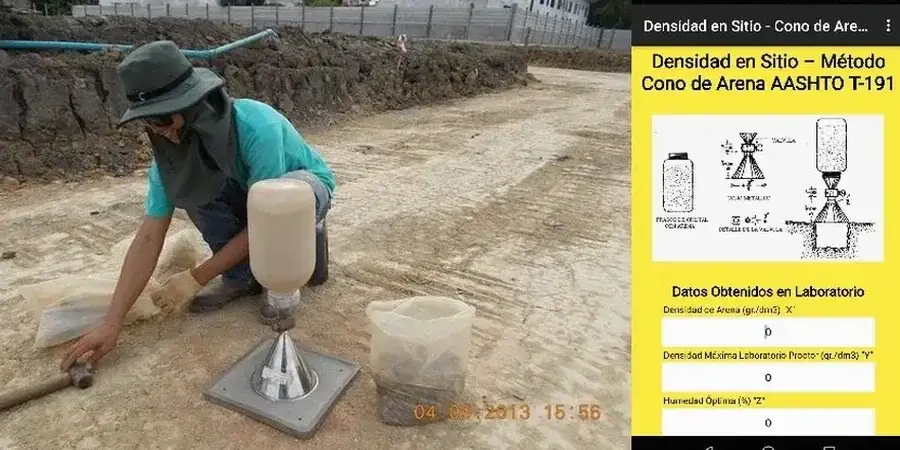 Densidad de campo (cono de arena) en Santiago